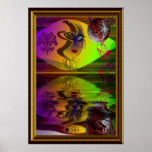 The Mask Mardi Gras Trompe l'oeil-V-2 W-Frame Print