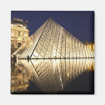 The night view of the glass Pyramid of Musee du Refrigerator Magnets