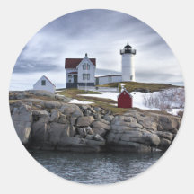 The "Nubble" Cape Neddick lighthouse York, Maine Round Sticker