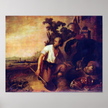 The parable of the treasure graves by Rembrandt Poster