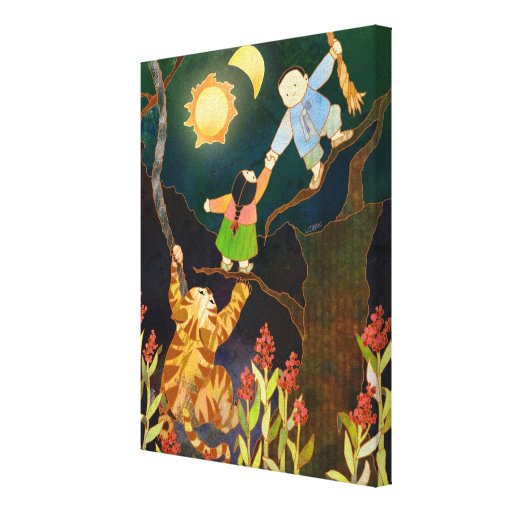 The Sun & Moon Korean Folk Tale Canvas Art (11x14) Gallery Wrapped Canvas