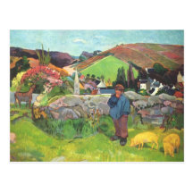 The Swineherd - Paul Gauguin Postcard