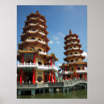 The Tiger and Dragon Pagodas in Kaohsiung Poster