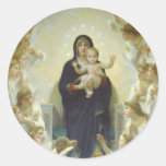 The Virgin With Angels Round Stickers