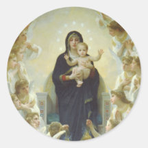 The Virgin With Angels Round Stickers