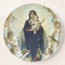 The Virgin With Angels, William Bouguereau Beverage Coaster