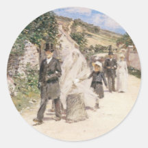 The Wedding March by Theodore Robinson, Newlyweds Round Stickers