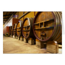 The wine cellar winery with big old wooden casks cards