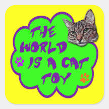 The World Is A Cat Toy Square Stickers