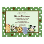 THE ZOO CREW Jungle animals baby shower postcard