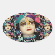 Theme : KRISHNA Devotion Chant n Meditate Oval Stickers