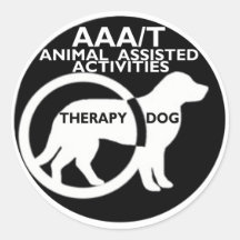 THERAPY DOG ANIMAL ASSISTED ACTIVITIES ROUND STICKERS