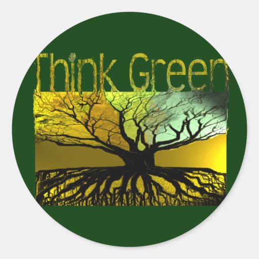 Think Green Round Sticker