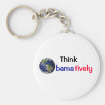 Think Obamatively_world, black, blue, red Key Chains