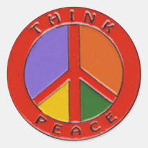 Think Peace Round Stickers