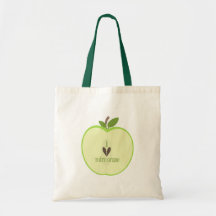 Third Grade Teacher Bag - Green Apple Half