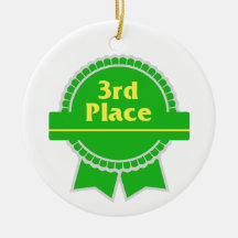 Third Place Green & Gold Ribbon Christmas Tree Ornaments