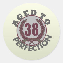 Thirty Eight and aged to Perfection Birthday Round Sticker