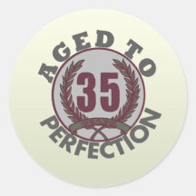 Thirty Five and aged to Perfection Birthday Round Sticker