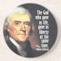 Thomas Jefferson Quote on God and Liberty Coasters