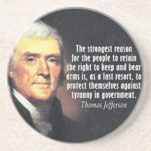 Thomas Jefferson Quote on the Right to Bear Arms Coasters