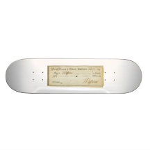 Thomas Jefferson Signature on Bank Check 1809 Skate Board Decks