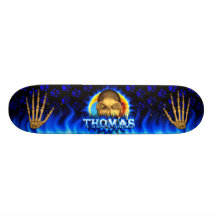 Thomas skull blue fire Skatersollie skateboard.