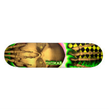 Thomas skull green fire Skatersollie skateboard