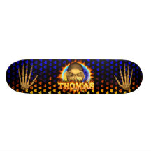 Thomas skull real fire and flames skateboard desig