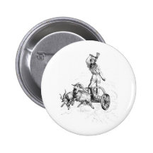 Thor in his Chariot Pinback Button