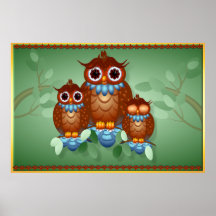 Three Alert Little Owls Posters