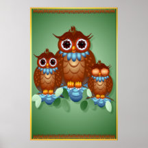 Three Alert Little Owls Posters