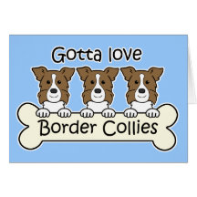Three Border Collies Greeting Card