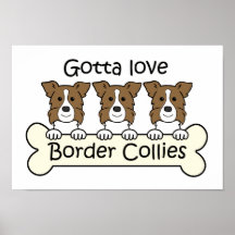 Three Border Collies Poster