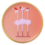 Three Christmas Flamingos Plate