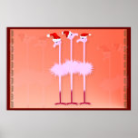 Three Christmas Flamingos Poster