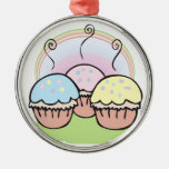 three cute little cupcakes ornaments