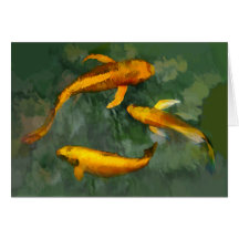 Three Kois in a Fountain Card