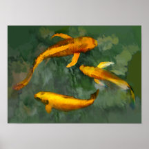 Three kois in a fountain posters