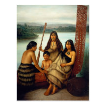 'Three Maori Girls and a Boy' - Lindauer Postcard