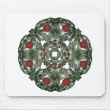 Three Nested Fractal Art Christmas Wreaths Mouse Pads
