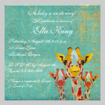 Three Peeking Giraffes  Baby Invitation invitations