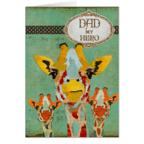 Three Peeking Giraffes  Father's Day Card cards