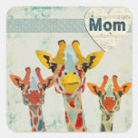 Three Peeking Giraffes Mom Sticker