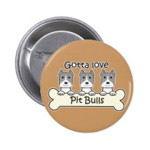 Three Pitbulls Button