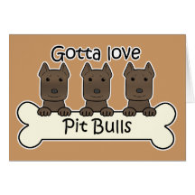 Three Pitbulls Card