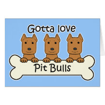 Three Pitbulls Card