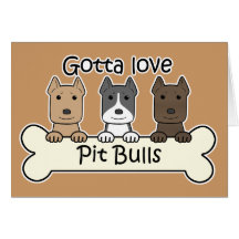 Three Pitbulls Greeting Cards