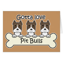 Three Pitbulls Greeting Cards