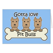 Three Pitbulls Greeting Cards